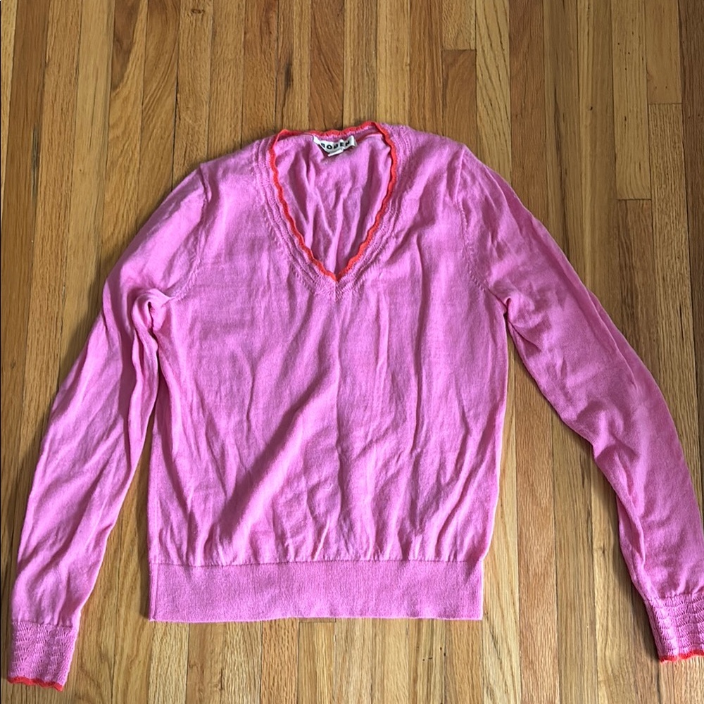 Boden Pink V-Neck Knit Sweater